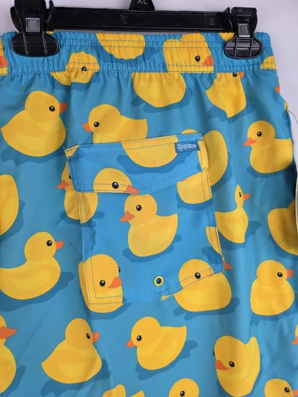 Tipsy Elves Men's Swim Trunks Size 4XL Blue Rubber Ducky Stretch Swimsuit Shorts